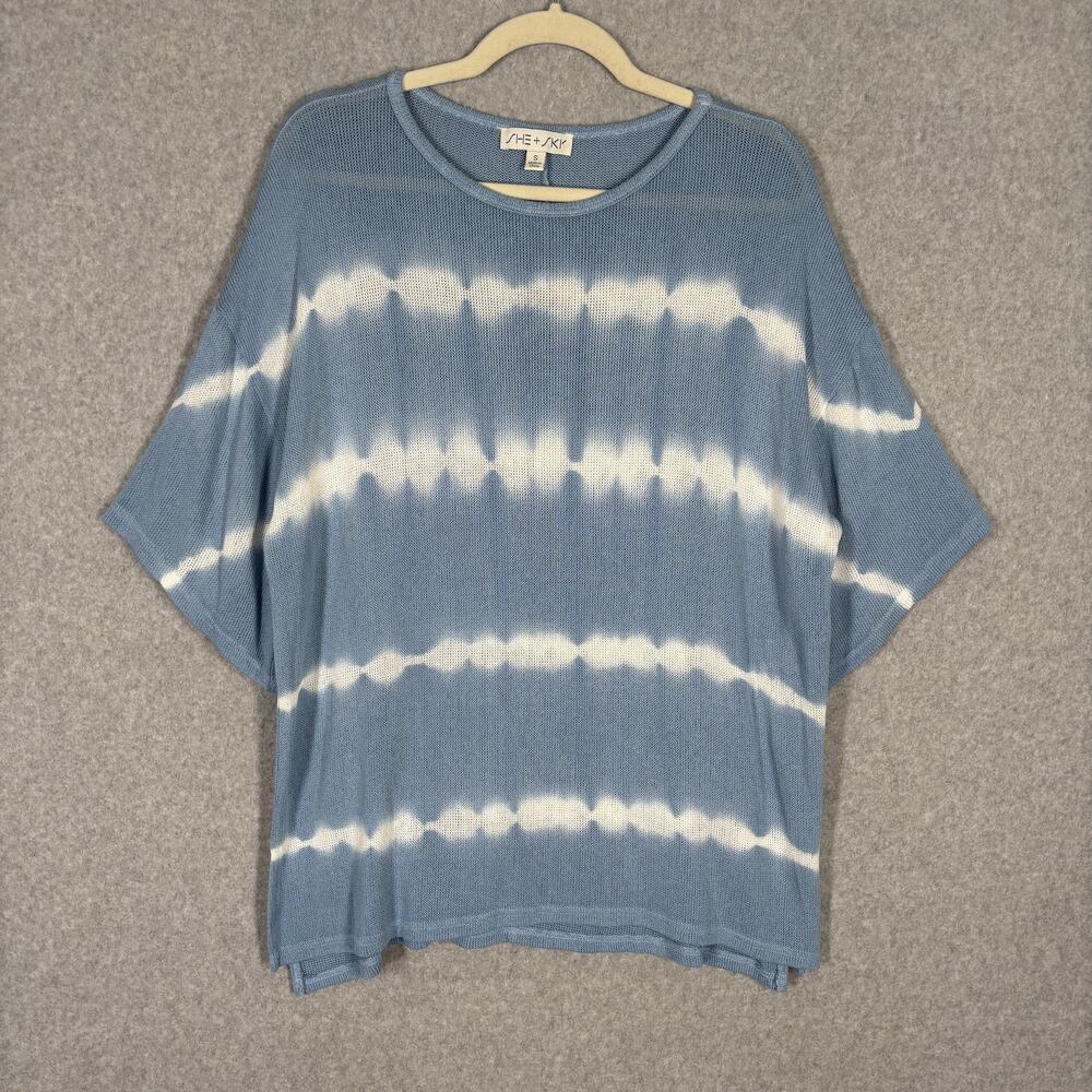 She Sky Tie Dye‎ Sheer Cover Up Sweater Small Slouchy Artsy Lagenlook Oversized